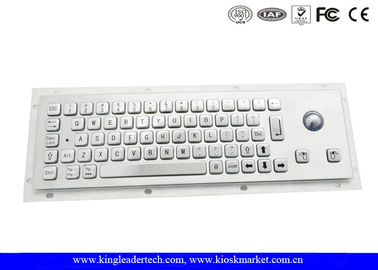 Brushed Metal Industrial Panel Mount Keyboard With 25mm Diameter Trackball
